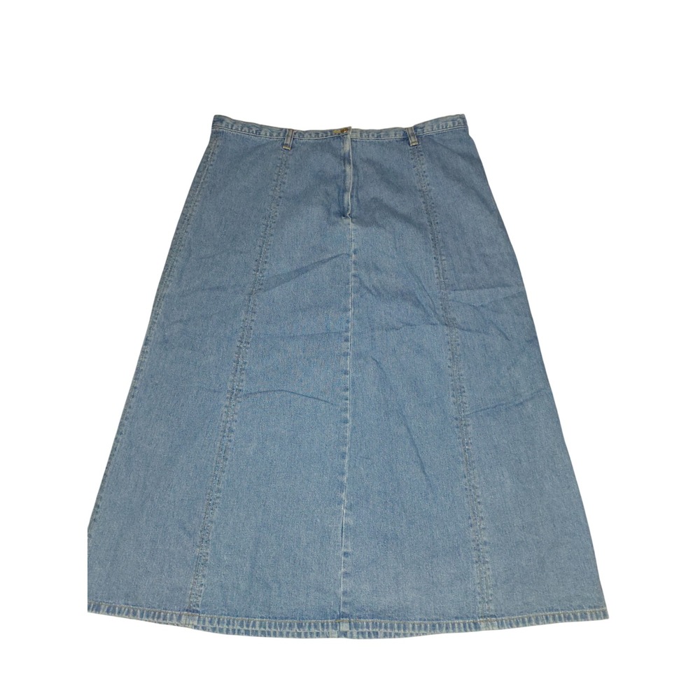Womens Light Wash Denim Maxi Skirt A-Line Long Jean Skirt Paneled Blue